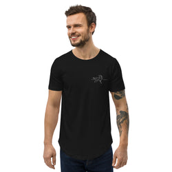 Embroidered Running Horses Men's Curved Hem T-Shirt