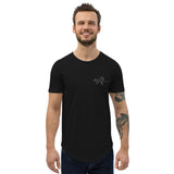 Embroidered Running Horses Men's Curved Hem T-Shirt