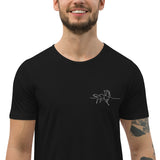 Embroidered Running Horses Men's Curved Hem T-Shirt